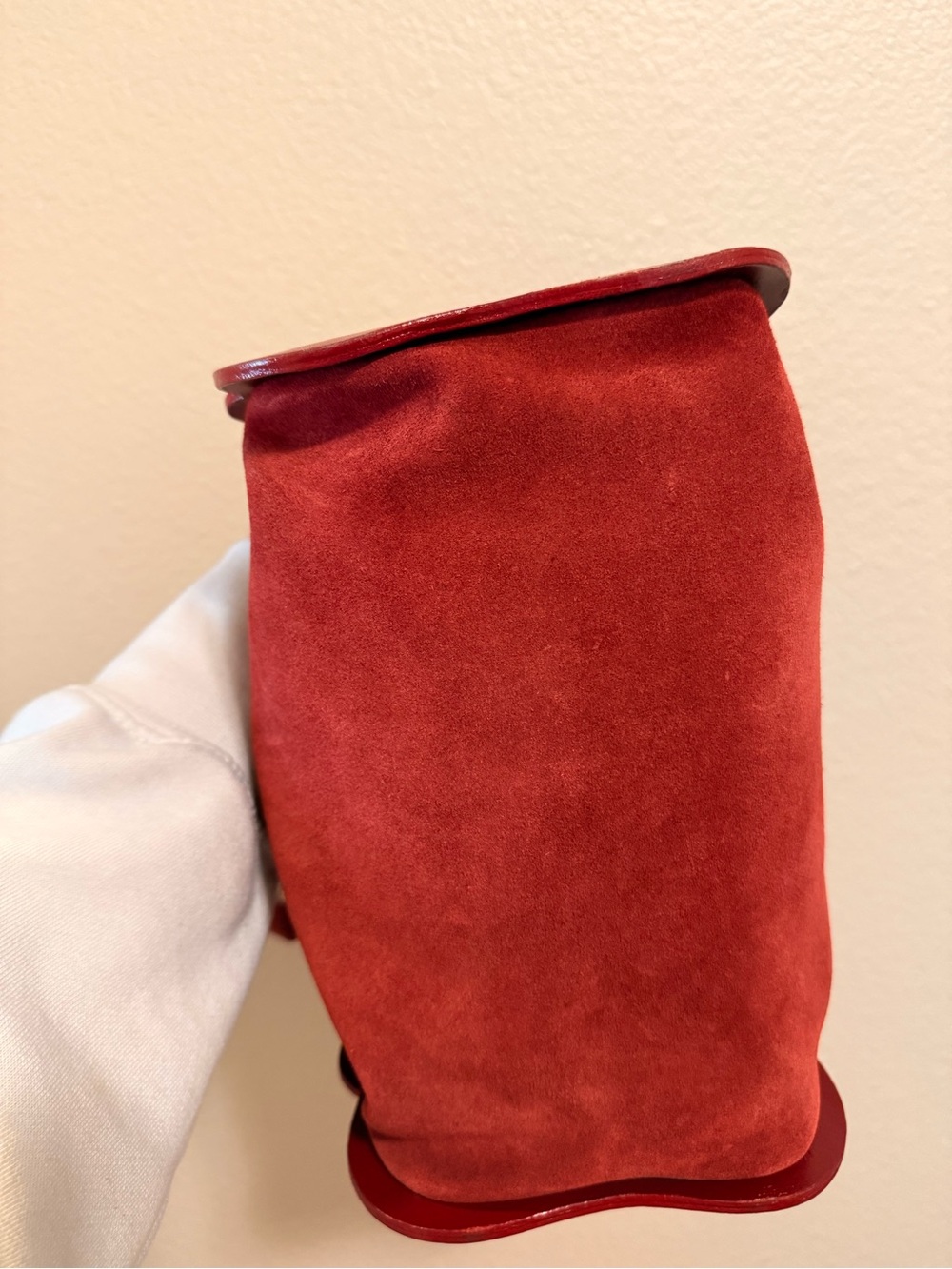 Tous Red Bear-Shaped Mini Suede Shoulder Bag - Picture 5 of 14